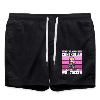 Gaming Konsole PC Zockerin Mädchen Gamer Girl - Badeshorts - Schwarz - Vorne - AI Model Male 185 light (185cm)