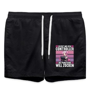 Gaming Konsole PC Zockerin Mädchen Gamer Girl - Badeshorts - Schwarz - Vorne - AI Model Male 185 light (185cm)