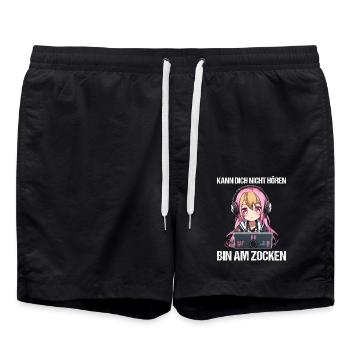 Gaming Konsole PC Zockerin Mädchen Gamer Girl - Badeshorts - Schwarz - Vorne - AI Model Male 185 light (185cm)