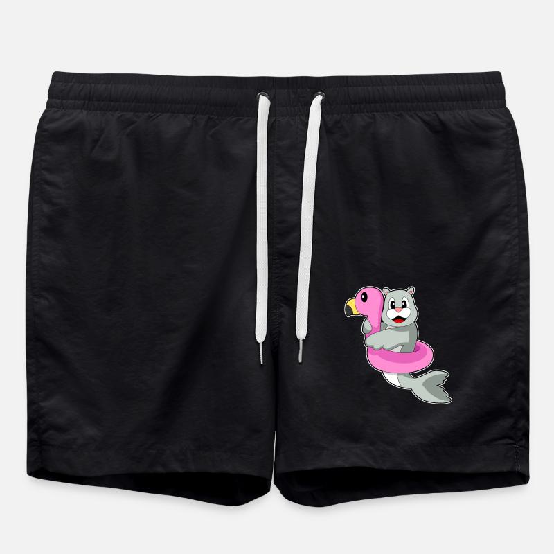 Seal Swim Ring Flamingo - Swim Trunks - black