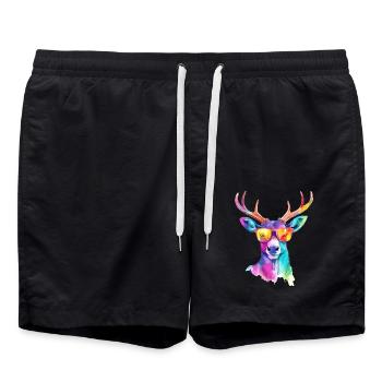 Zazo der Hirsch - Badeshorts - Schwarz - Vorne - AI Model Male 185 light (185cm)