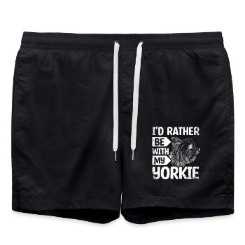 I'd rateher be with my Yorkie - Swim Trunks - black - Front - AI Model Male 185 light (185cm)