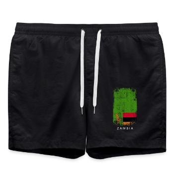 Souvenir avec le drapeau du pays de la Zambie - Short de bain - noir - Devant - AI Model Male 185 light (185cm)