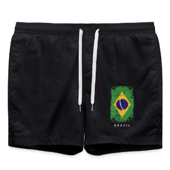 Souvenir avec le drapeau du pays du Brésil - Short de bain - noir - Devant - AI Model Male 185 light (185cm)