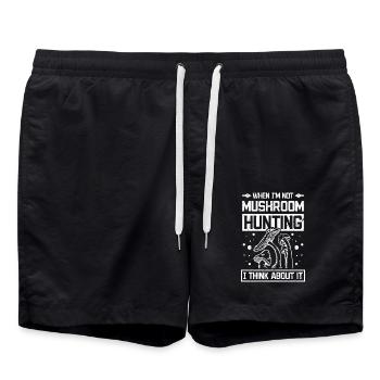 Think about Mushroom Hunting - Swim Trunks - black - Front - AI Model Male 185 light (185cm)