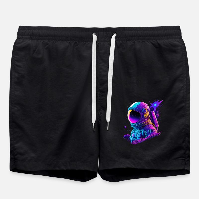Synthwave Astronaut Space Explorer - Badeshorts - Schwarz
