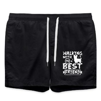 Walking with my best friend yorkie - Badeshorts - Schwarz - Vorne - AI Model Male 185 light (185cm)