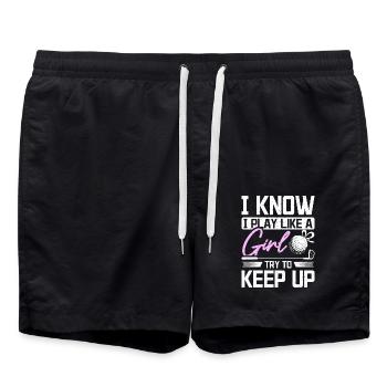 I know I play golf like a girl try to keep up - Swim Trunks - black - Front - AI Model Male 185 light (185cm)