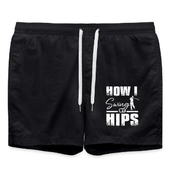 Golf How I swing my hips design for golfers - Swim Trunks - black - Front - AI Model Male 185 light (185cm)