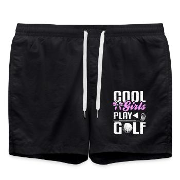 Cool girls play golf, design for golf girl - Swim Trunks - black - Front - AI Model Male 185 light (185cm)