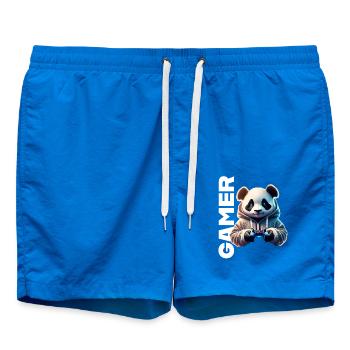 Gamer Schriftzug mit coolem Panda - Badeshorts - Cobalt blue - Vorne