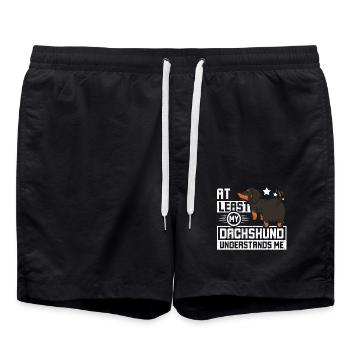 At least my dachshund understands me - Swim Trunks - black - Front - AI Model Male 185 light (185cm)