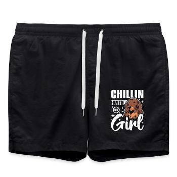 Chillin with My Girl Dachshund - Swim Trunks - black - Front - AI Model Male 185 light (185cm)
