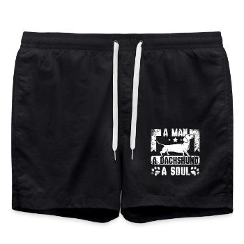 A man a dachshund a soul - Swim Trunks - black - Front - AI Model Male 185 light (185cm)