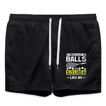 It takes a lot of balls to squash like me - Swim Trunks - black - Front - AI Model Male 185 light (185cm)