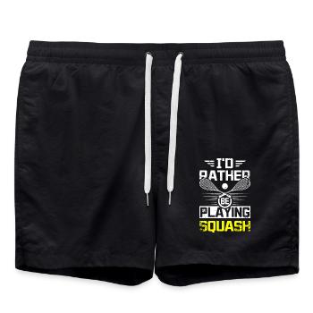 I'd rather be playing squash game - Swim Trunks - black - Front - AI Model Male 185 light (185cm)