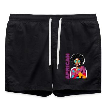 Femme noire avec lettrage africain - Short de bain - noir - Devant - AI Model Male 185 light (185cm)