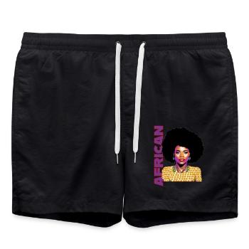 Femme noire 12 avec lettrage africain - Short de bain - noir - Devant - AI Model Male 185 light (185cm)