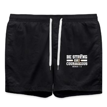Be Strong and Courageous Bible Believe Jesus Christ - Swim Trunks - black - Front - AI Model Male 185 light (185cm)