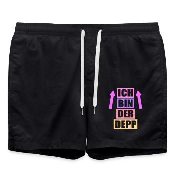 Junggesellenabschied Poltern Polterabend JGA - Badeshorts - Schwarz - Vorne - AI Model Male 185 light (185cm)