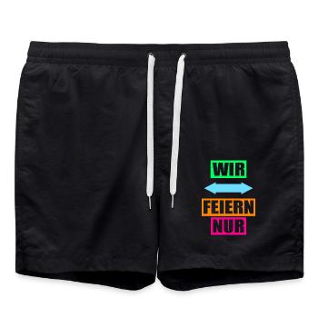 Junggesellenabschied Poltern Polterabend JGA - Badeshorts - Schwarz - Vorne - AI Model Male 185 light (185cm)