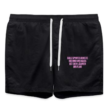 Das Sportlichste im Haus ist der Läufer im Flur - Badeshorts - Schwarz - Vorne - AI Model Male 185 light (185cm)