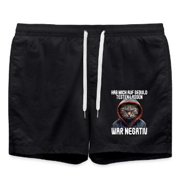 Hab mich auf Geduld testen lassen war bin negativ - Badeshorts - Schwarz - Vorne - AI Model Male 185 light (185cm)