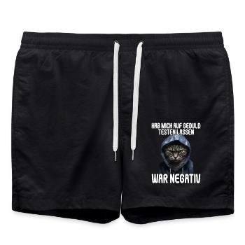 Hab mich auf Geduld testen lassen war bin negativ - Badeshorts - Schwarz - Vorne - AI Model Male 185 light (185cm)