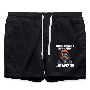 Hab mich auf Geduld testen lassen war bin negativ - Badeshorts - Schwarz - Vorne - AI Model Male 185 light (185cm)