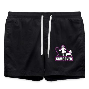 Junggesellenabschied Poltern Polterabend JGA - Badeshorts - Schwarz - Vorne - AI Model Male 185 light (185cm)