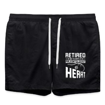 Retired but always a paleontologist at heart - Swim Trunks - black - Front - AI Model Male 185 light (185cm)