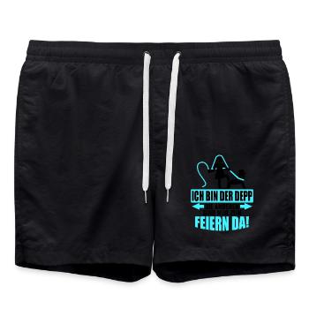 Junggesellenabschied Poltern Polterabend JGA - Badeshorts - Schwarz - Vorne - AI Model Male 185 light (185cm)