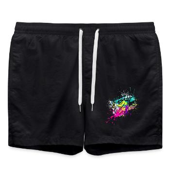 Splash art Dinosaur Ankylosaurus head - Badeshorts - Schwarz - Vorne - AI Model Male 185 light (185cm)
