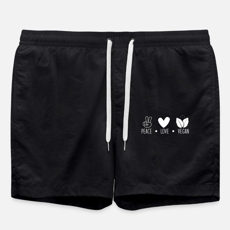 Veganer Peace Love Vegan - Swim Trunks - black