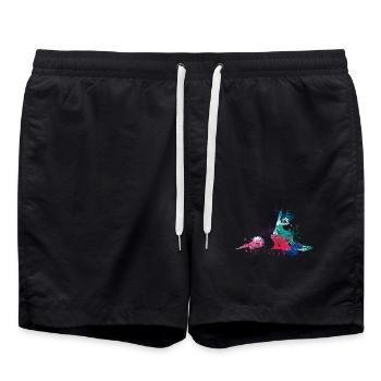 colorful splash art dog lover German shepherd - Badeshorts - Schwarz - Vorne - AI Model Male 185 light (185cm)