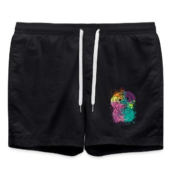 Colorful Splash Art Dog Lover Yorkie - Swim Trunks - black - Front - AI Model Male 185 light (185cm)