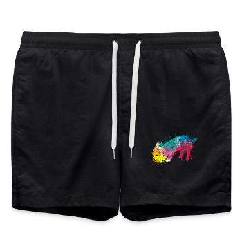 Colorful Splash Art Dog Lover Yorkie - Short de bain - noir - Devant - AI Model Male 185 light (185cm)