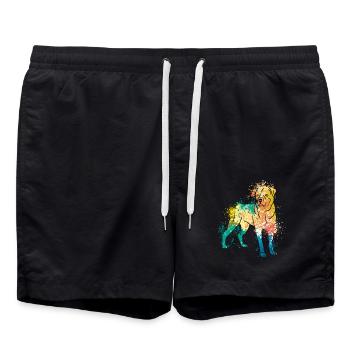 Colorful Splash Art Dog Lover Rottweiler - Swim Trunks - black - Front - AI Model Male 185 light (185cm)