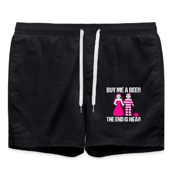Junggesellenabschied Poltern Polterabend JGA - Badeshorts - Schwarz - Vorne - AI Model Male 185 light (185cm)