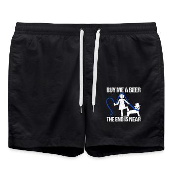Junggesellenabschied Poltern Polterabend JGA - Badeshorts - Schwarz - Vorne - AI Model Male 185 light (185cm)