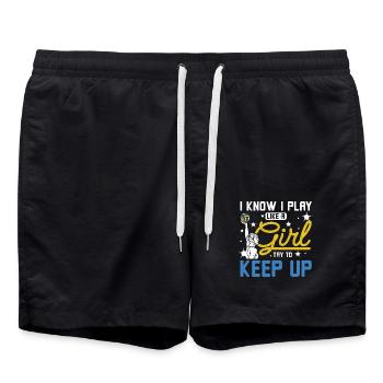 Je sais que je joue comme une fille qui essaie de suivre - Short de bain - noir - Devant - AI Model Male 185 light (185cm)
