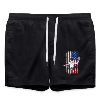 4th of July Usa american flag water polo - Badeshorts - Schwarz - Vorne - AI Model Male 185 light (185cm)