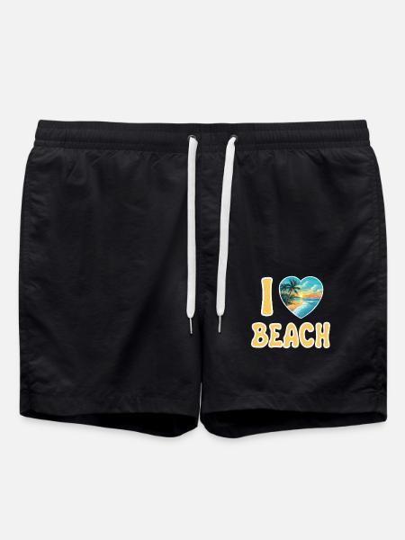 Strand - I love Beach - Swim Trunks - black