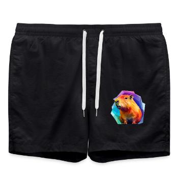 Capybara Low Polygon Design - Swim Trunks - black - Front - AI Model Male 185 light (185cm)