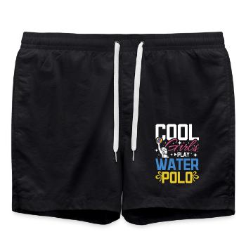Cool girls play water polo - Swim Trunks - black - Front - AI Model Male 185 light (185cm)