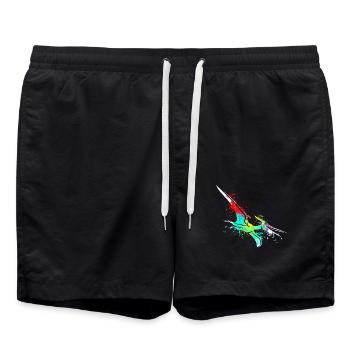 Splash art Dinosaur pterosaurs - Swim Trunks - black - Front - AI Model Male 185 light (185cm)