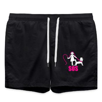 Junggesellenabschied Polterabend JGA Männer - Badeshorts - Schwarz - Vorne - AI Model Male 185 light (185cm)