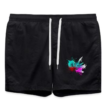 Splash art Dinosaur Triceratops head - Badeshorts - Schwarz - Vorne - AI Model Male 185 light (185cm)