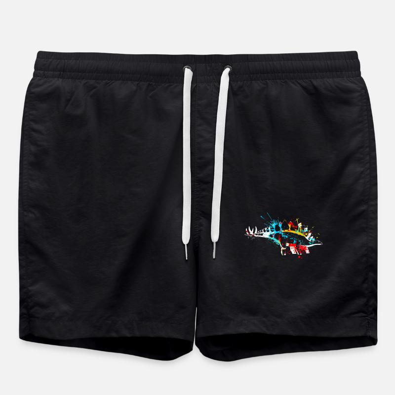 Splash art Dinosaur Stegosaurus - Swim Trunks - black