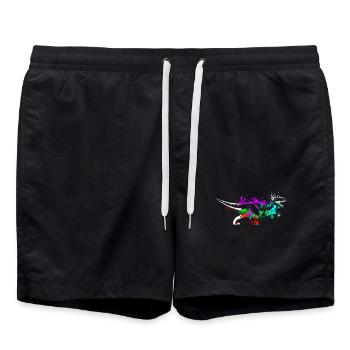 Splash art Dinosaur velociraptor - Badeshorts - Schwarz - Vorne - AI Model Male 185 light (185cm)